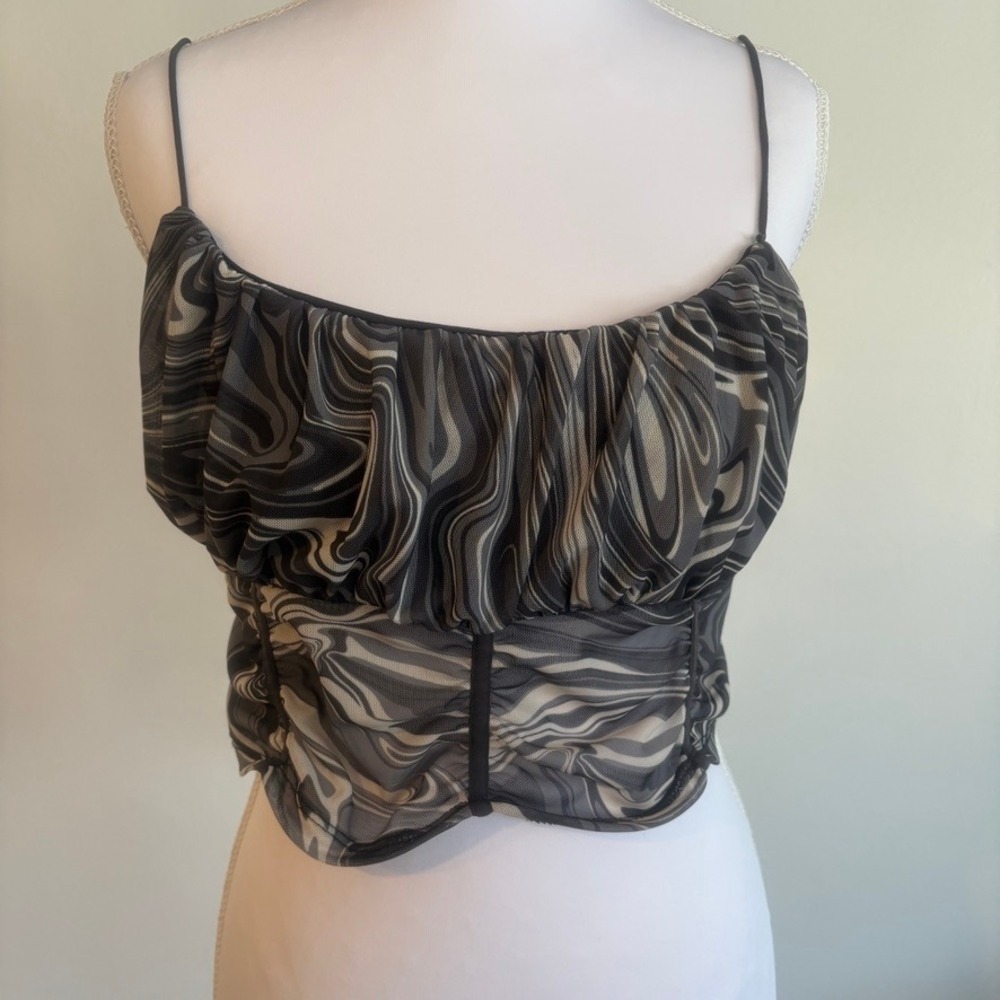 Garage Womens Fairy Grunge Top XL Blk/Gry Swirl Marble Festival Dark Cottagecore